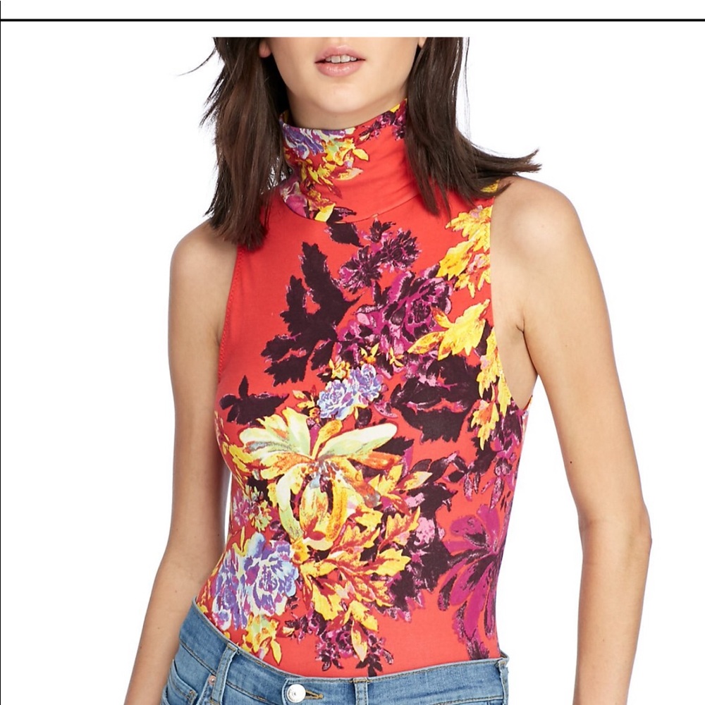 NWT Free People Pixie Bodysuit Floral Coral XS